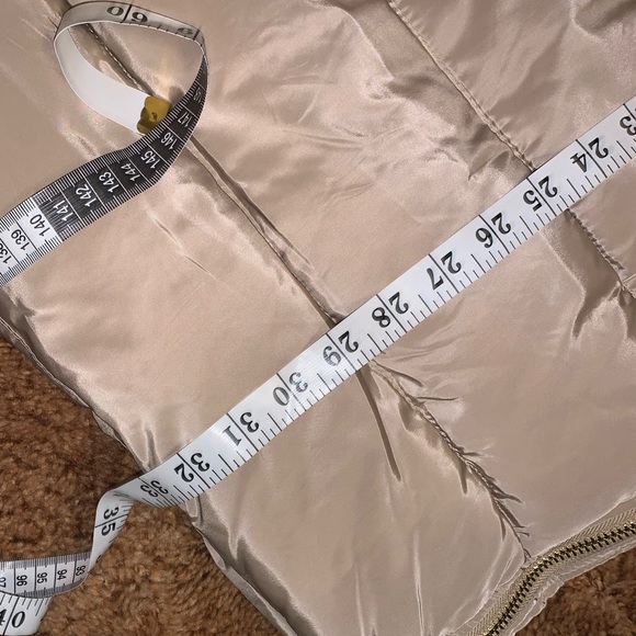 Women's Taupe Long Puffer Vest - Picture 10 of 11